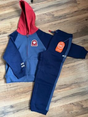 New wonder nation boys 2pc fleece joggers sweat pants & full zip jacket 4,6